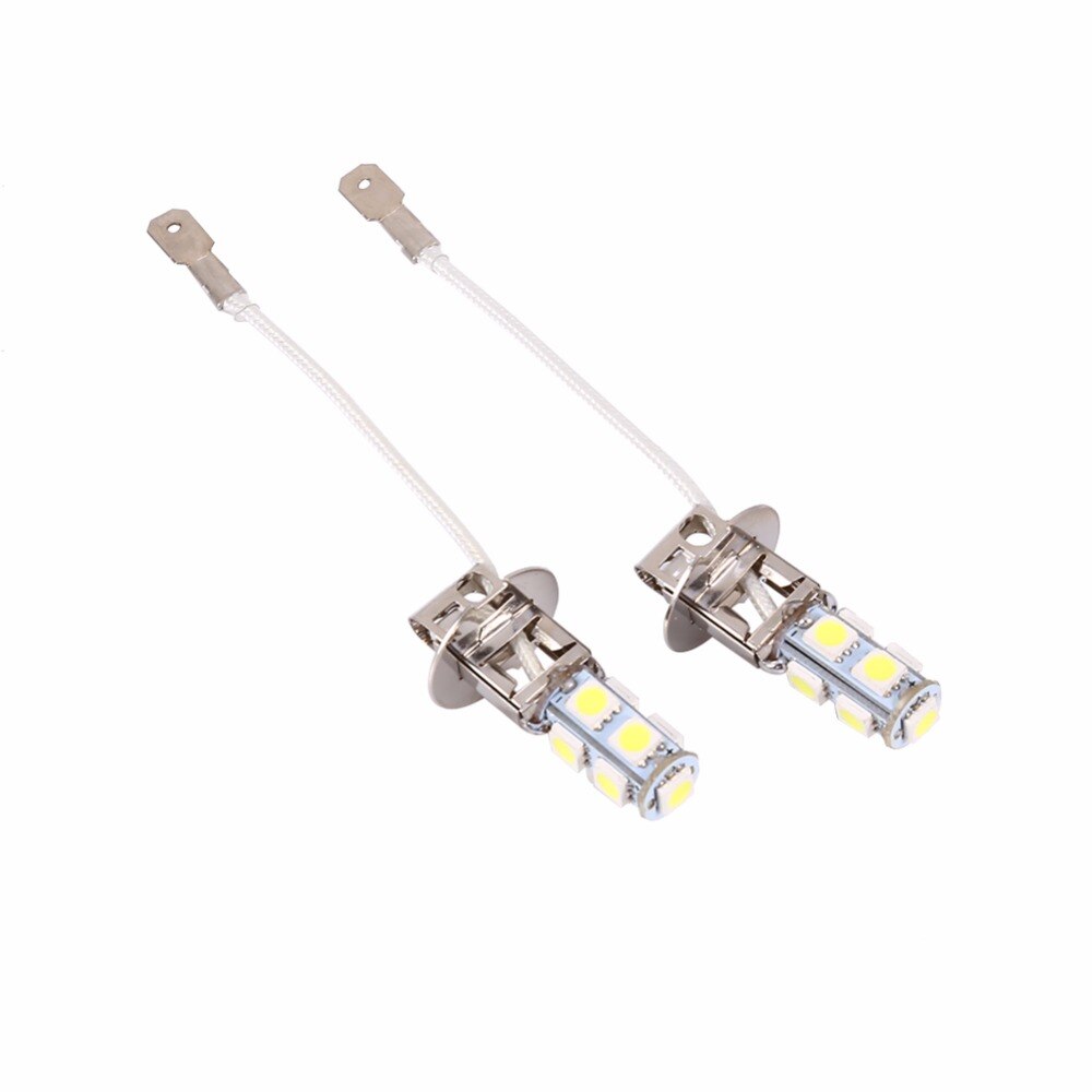 2x H3 5050 Wit 9 SMD LED Xenon DC12V Auto Mistlamp Lamp LED Lampen 6500k ~ 7000k Wit