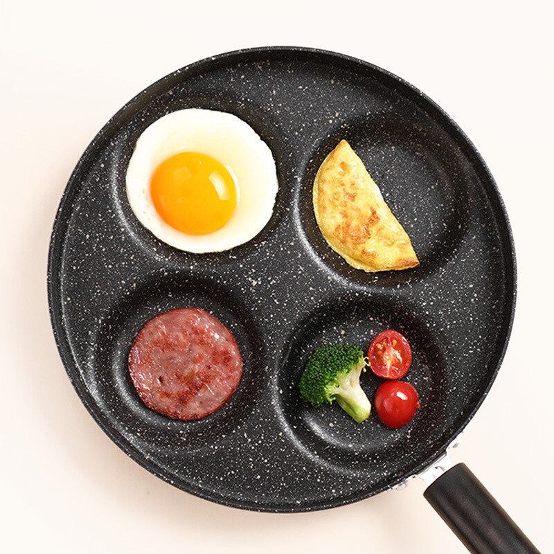 Vier-Gat Frituren Pot Verdikte Omelet Pan Non-stick Ei Pannenkoek Steak Pan Koken Ei Ham Pannen Ontbijt maker Voor Gasfornuis