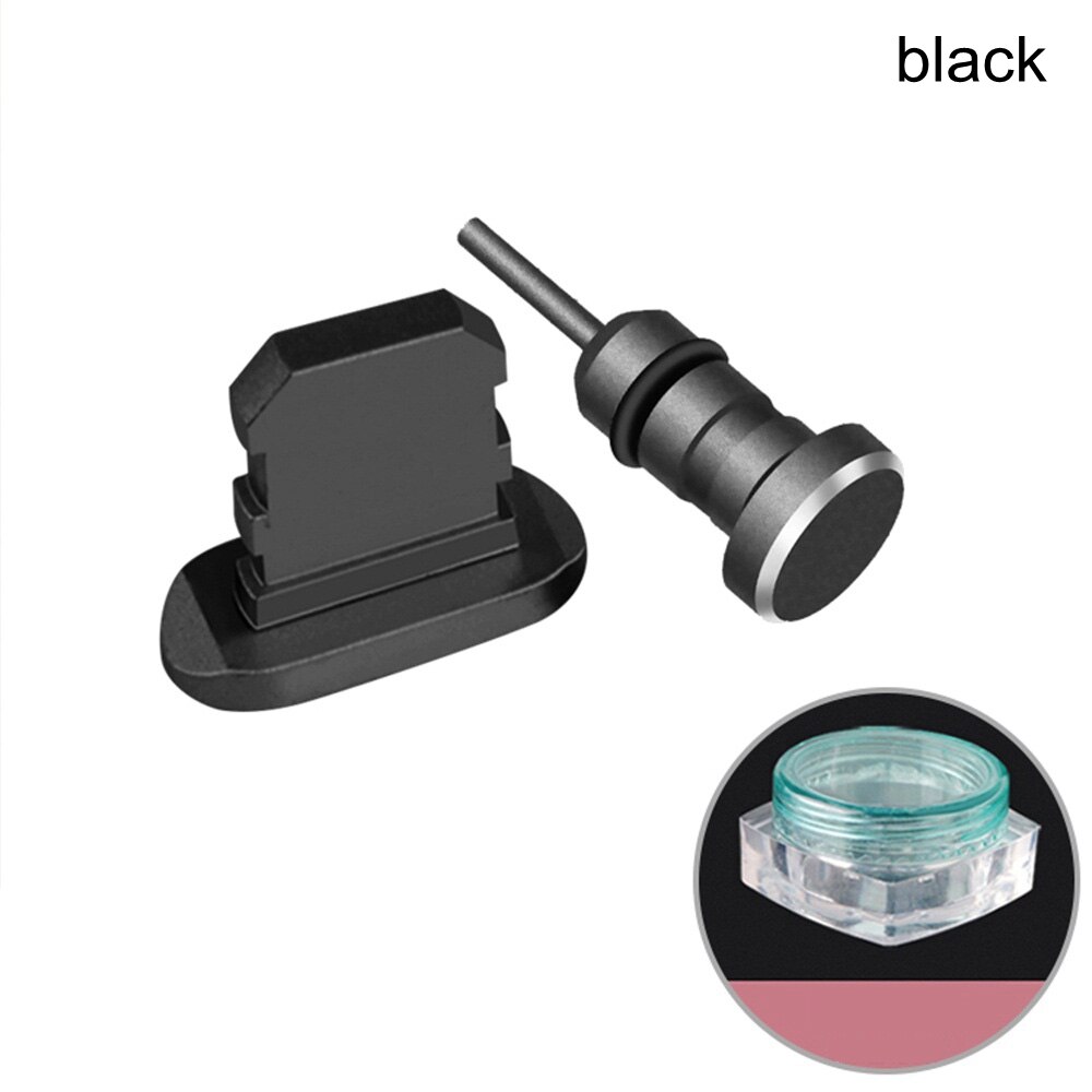 3.5mm Earphones Jack Dustproof Charging Port Dust Plug For iPhone Xs Max X 8 7 6 Stopper 3.5mm Jack: Black