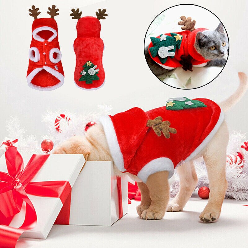 Kæledyr jul vest hund hvalp hættetrøje varm kæledyr kat kostume frakke tøj  j99 butik