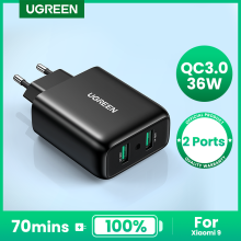 Ugreen Usb Charger Quick 3.0 Lading 36W Snelle Mobiele Telefoon Oplader Adapter Voor Samsung Xiaomi Qc 3.0 Oplader Voor huawei Charger