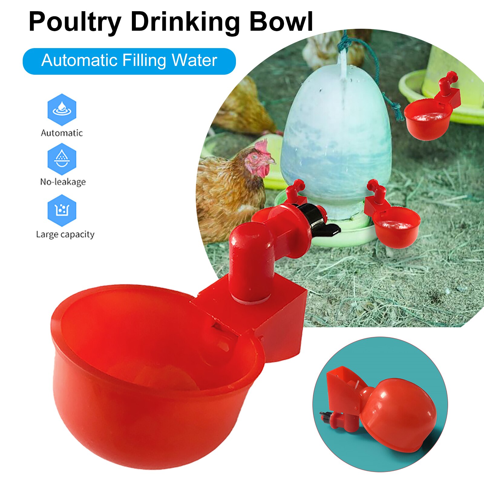 10pcs Chicken Drinker Drinking Cups for Chickens red Quail Chicken Waterer Bowl Automatic Poultry Coop Feeder water Drinking Cup