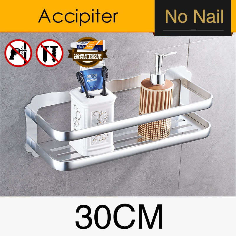 Aluminum Bathroom Shelf Bathroom Shelves Wall Mount Bathroom Shelf Bathroom Kitchen Storage Rack Easy to Install: BS-015S30-2