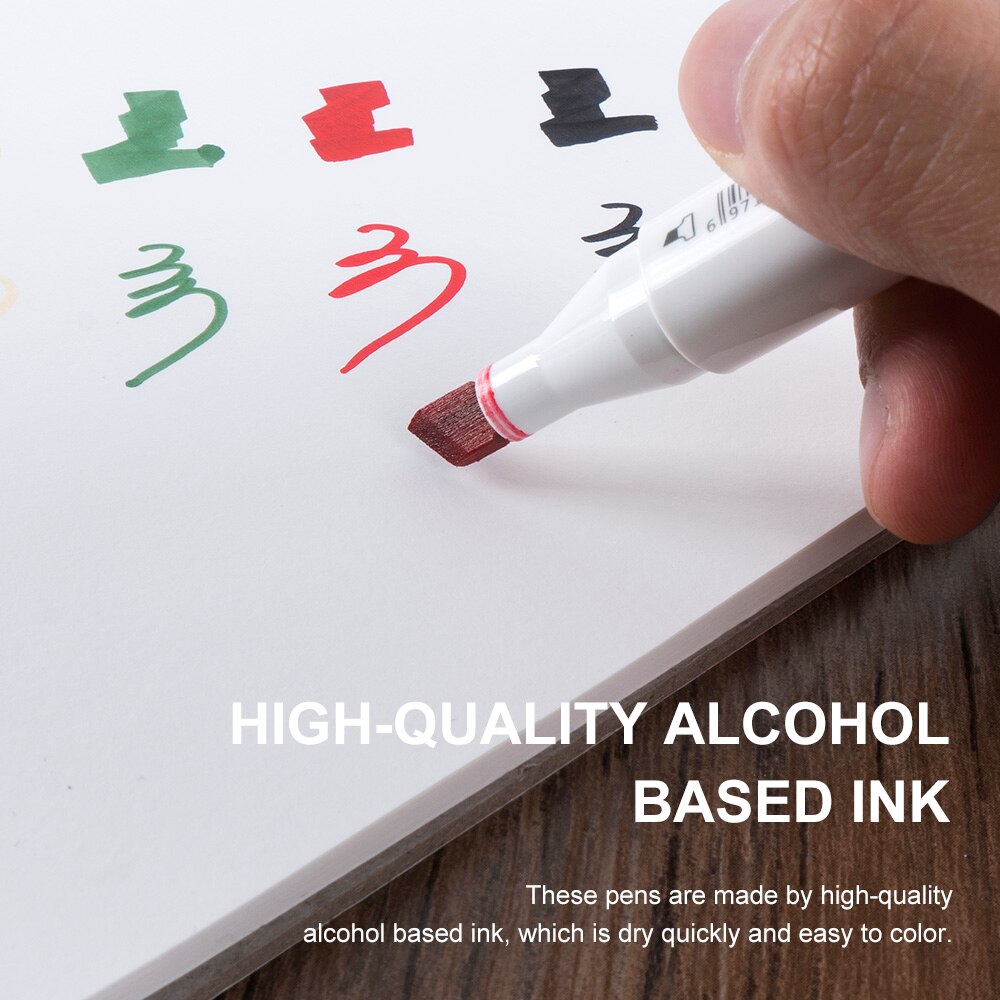 Lightwish 60 Colors Marker Set Dual tip Drawing Sketch Marker Pens Alcohol Based for Sketching Drawing Cartoon Painting