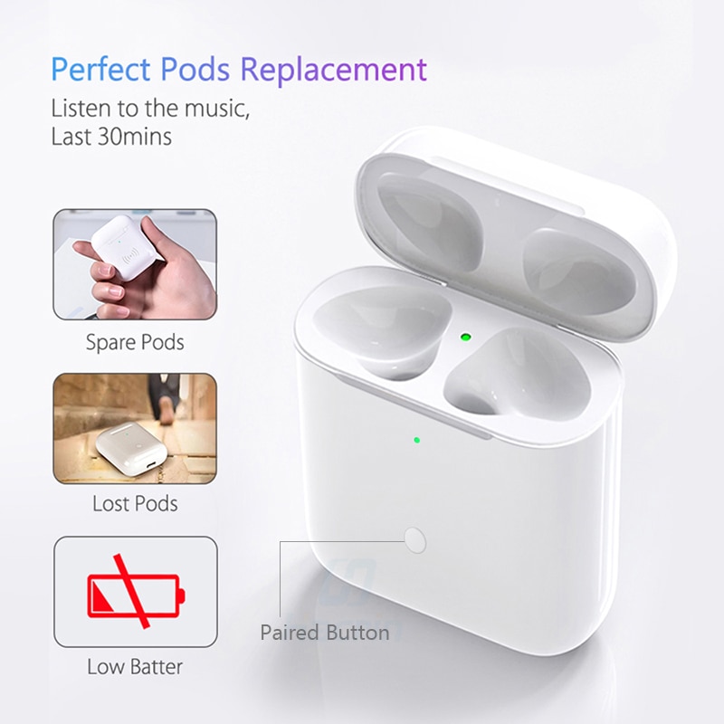 Wireless Charging Case For AirPods With Pairing Pop up Windows Qi Charger Replacement For Air pods 1 2 Airpod Charging Case Box