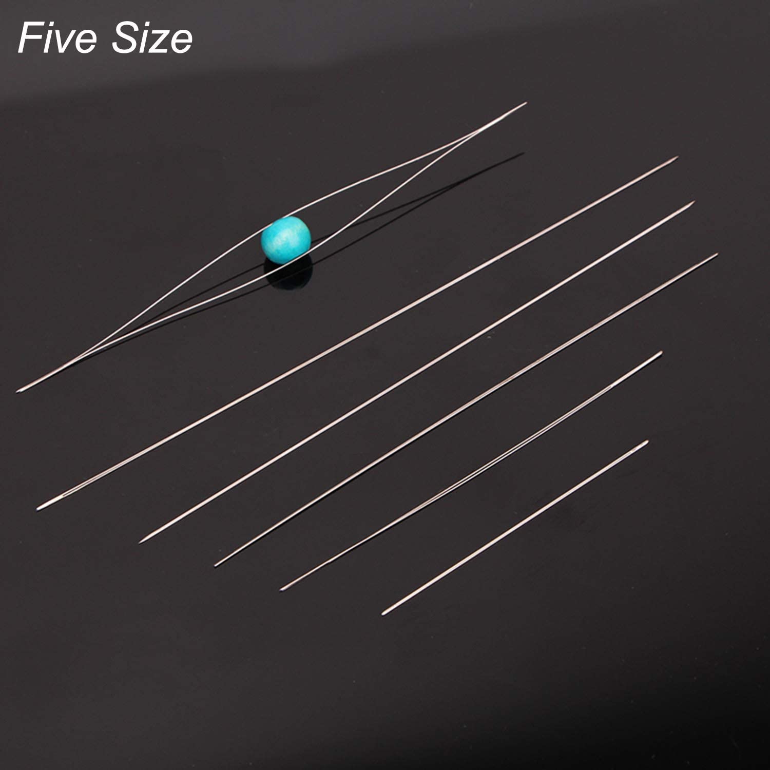 LMDZ 14 Pcs Big Eye Beading Needles Stainless Steel Large Collapsible Embroidery Beading Needle with Needle Bottle Accessories