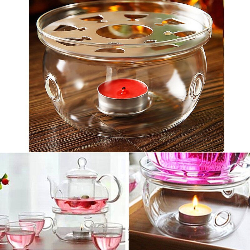 Clear Glas Hittebestendige Ronde Theepot Warmer Heater Base Kaars Houder Voor Thuis Keuken Accessoires El