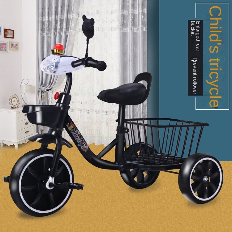 LazyChild Children&#39;s Tricycle Bicycle 2--6 Years Old Baby Bike Baby Carriage Toy Car With Music Light High Carbon Steel Frame