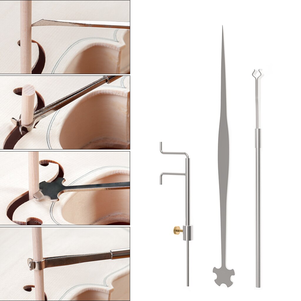 LOMMI – Kit d&#39;outils de Luthier pour violon, outil de mesure du son, Clip de récupération et réglage, Kit de réparation de fabrication de violon en métal argenté