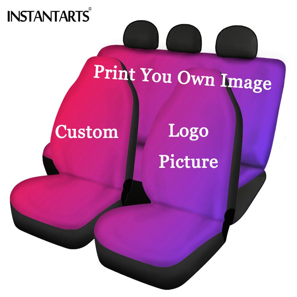 INSTANTARTS-Fundas de asiento de coche con estampado Floral, Hawaiano, Polinesia, Plumeria hibisco, juego completo de 4 fundas lavables: Custom F9