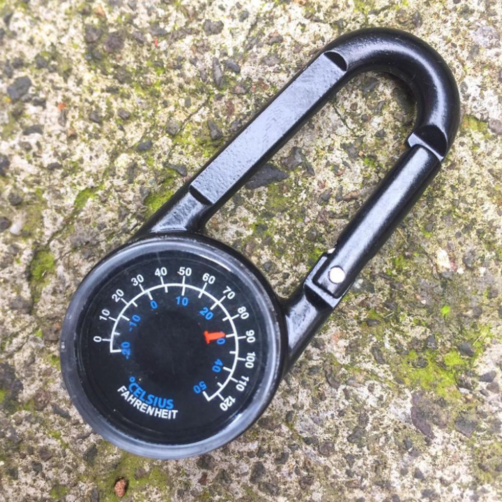 Mini Compass + Thermometer + Snap Hook 3-in-1 Multifunctional Hiking Metal Carabiner Sensitive guide