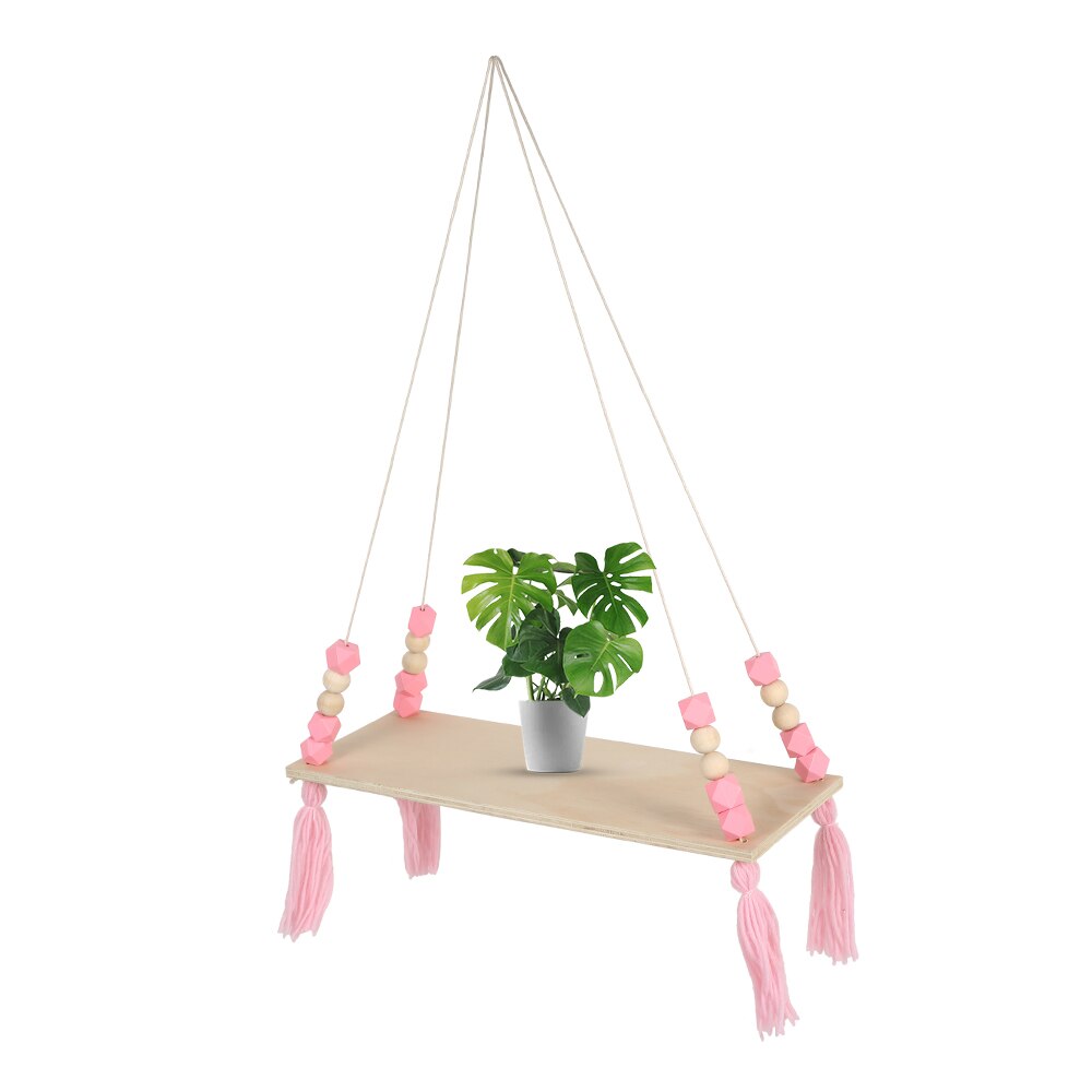 Étagère en octogone rose Style Macaron | Décoration de perles, rangement mural, jouet suspendu, modèle de jouet en bois, décoration d'ameublement de chambre d'enfant