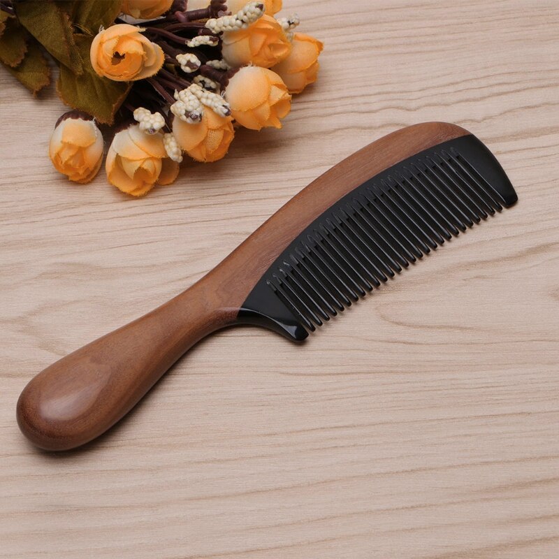 Pro Natural Ox Horn Green Sandalwood Fragrant Comb Wooden Handle Combs Hair Care