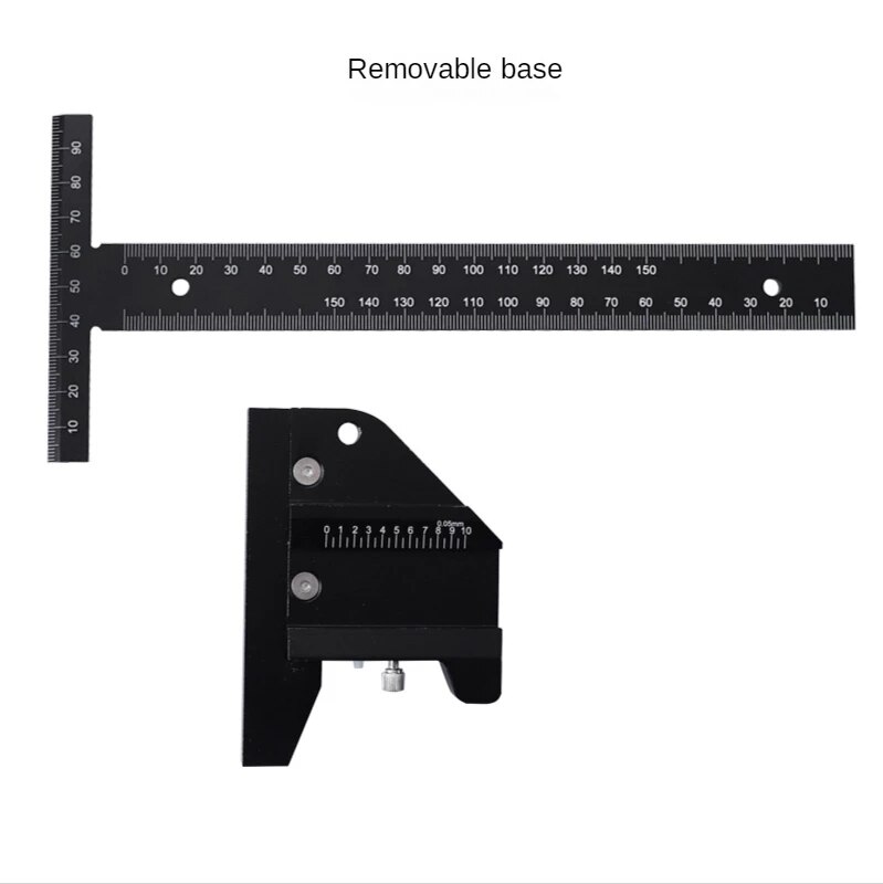 Woodworking Scribing Ruler, Aluminum Alloy T-Type Line Drawing Device, Depth Vernier Measuring Ruler, DIY Woodworking Tools