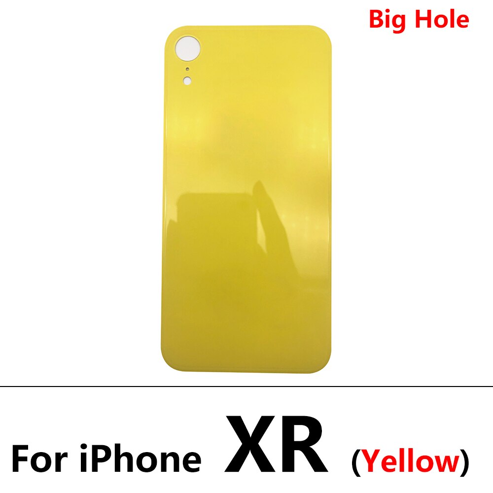 Big Hole tylna szklana pokrywa baterii dla Iphone 8 Plus XR pokrywa baterii szklana pokrywa tylnej obudowy wymiana obudowy: For iPhone XR Yellow