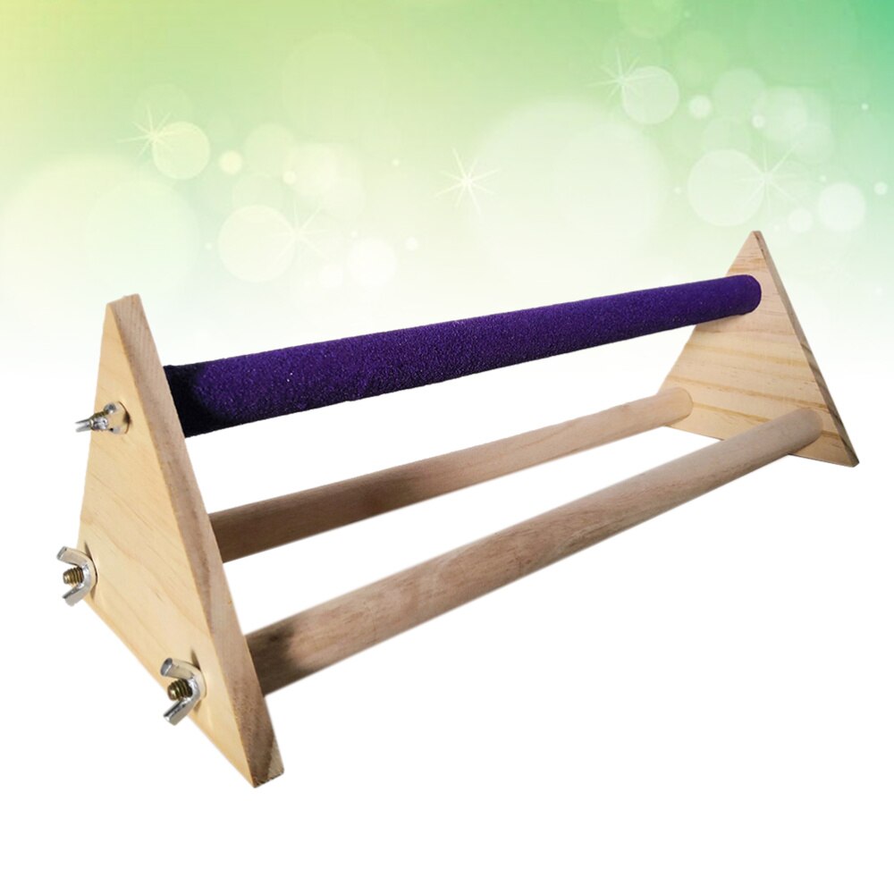 1Pcs Wood Parrot Perch Stand Durable Portable Wood Triangle Perch Stand Training Plaything Cage Nibble Toy for Parrot Hens Bird: Default Title