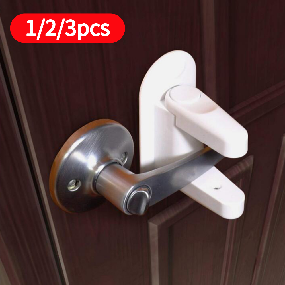 Universal Door Lever Lock Child Baby Safety Lock Rotation Proof Door Adhesive Security Latch Multi-functional