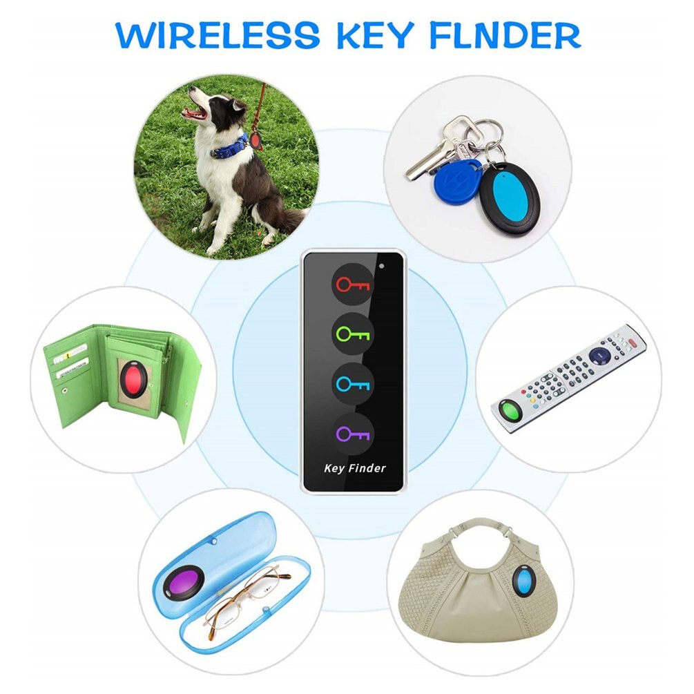 Wireless Key Finder 4 In 1 RF Key Locator Pet Tracker Wallet Tracker Remote Control with Flashlight Function Finder