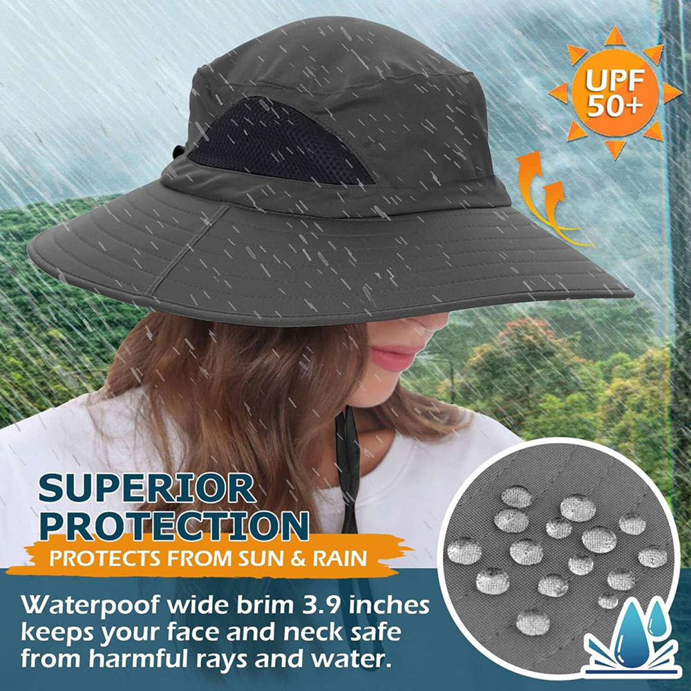 Casquette de pêche pour hommes et femmes, chapeau de soleil réglable à large bord, chapeau pliable pour la pêche, la randonnée, le jardin, le safari, la plage, E27