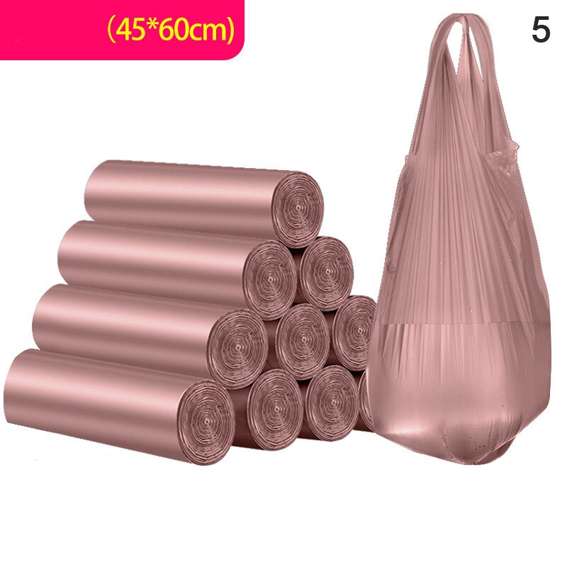 100Pcs/5 Rolls Vest Type Garbage Bag Household Cleaning Accessories Portable Point-Break Disposable Thick Garbage Bag 45x50cm: A5