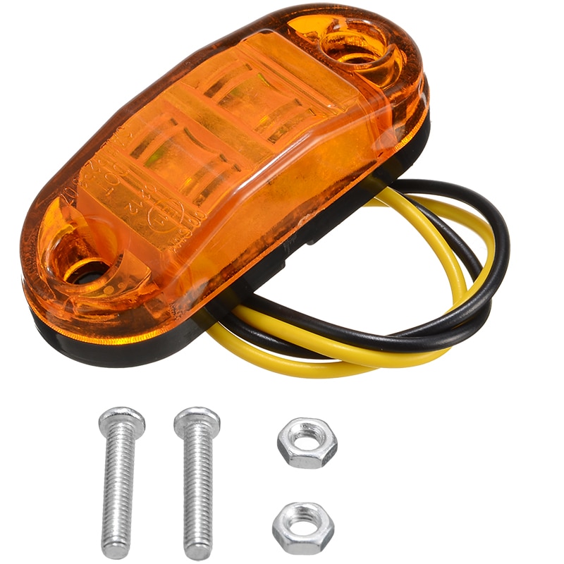 10Pcs 10V-30V LED Car Side Marker Tail Light Amber 10V-30V Trailer Truck Lamp Car Bus Truck External Lights