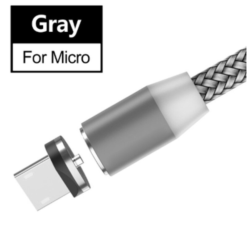 Magnetische Kabel Micro Usb Snel Opladen Magnetische Lading Koord Voor Samsung S4 S5 S6 S7 Rand Note 3 4 5 5V 2.4A Nylon Gevlochten Draad: Gray For Micro