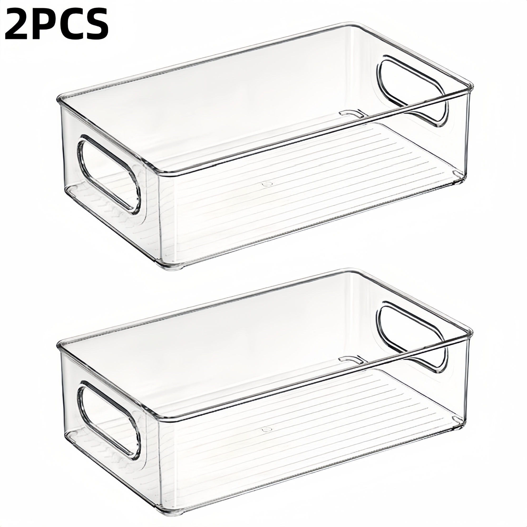 6 stk. køleskabsorganiseringskasser, multifunktionel stabelbar køleskabsopbevaringsboks til mad, med håndtag, til opbevaring af mad og drikkevarer i køkkenet: Blå