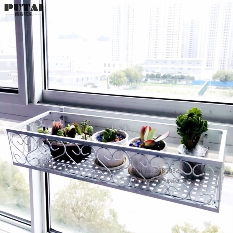 Hängen Eisen Blume Stehen Rechteck Fenster Regal Balkon Pflanzen Töpfe Blumentopf Zauberstab Hängen Fleischig Geländer Blume Gestell mit haken