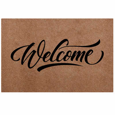 Tapete deocorativo para porta frontal, tapete para casa, exterior, interno, preto, de fibra de poliéster, antiderrapante, tapete para chão, sapatos tapetes: Welcome Coffee