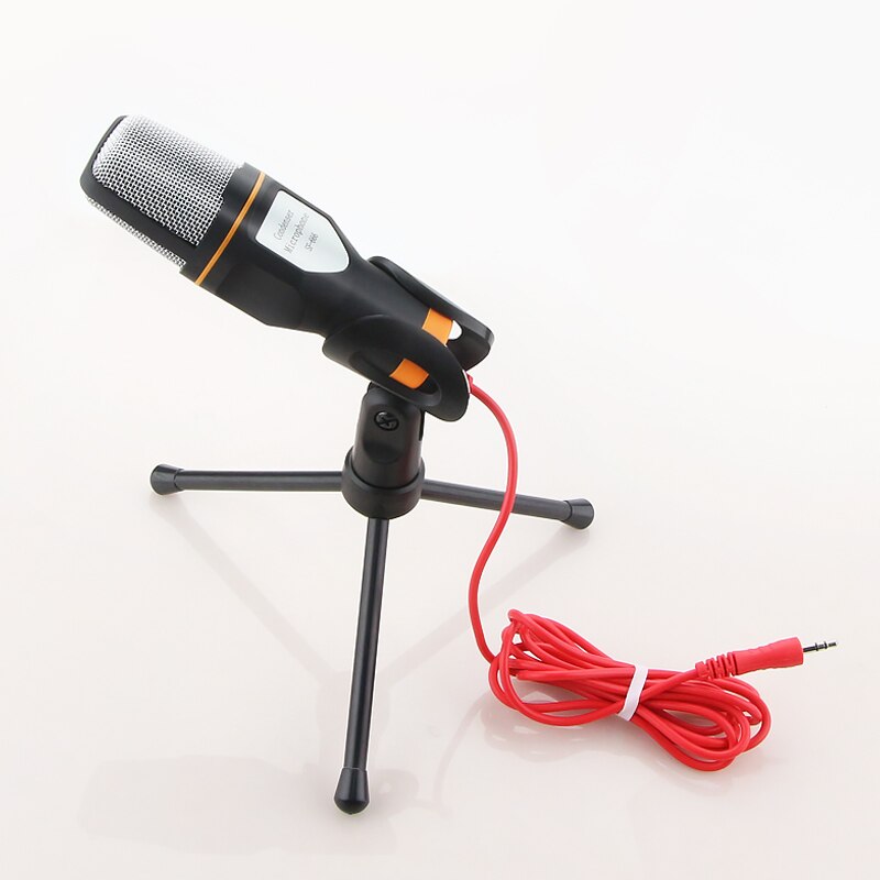3.5mm Plug Condenser Microphone Home Stereo MIC With Desktop Tripod Anchor Live Microfone Singing Recording Mic for Podcast: Black