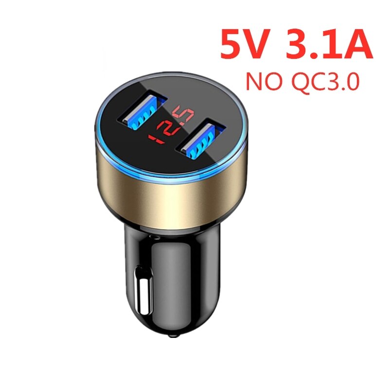 ROCK Metal Autolader Quick Lading QC 3.0 Digitale LED Display Super Snel Opladen USB Auto Mobiele Lader Voor iPhone huawei: Gold 3.1A