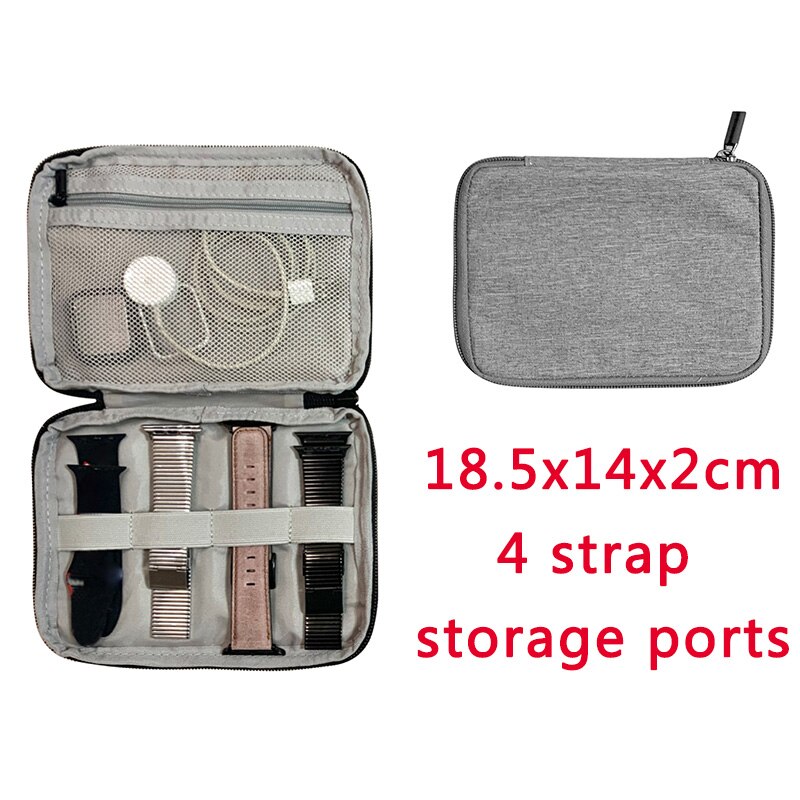 Watch Organizer Case Multifunction Portable Travel for Apple Watch Strap Band Storage Bag Watchband Holder Carrying Case Pouch: Small Grey