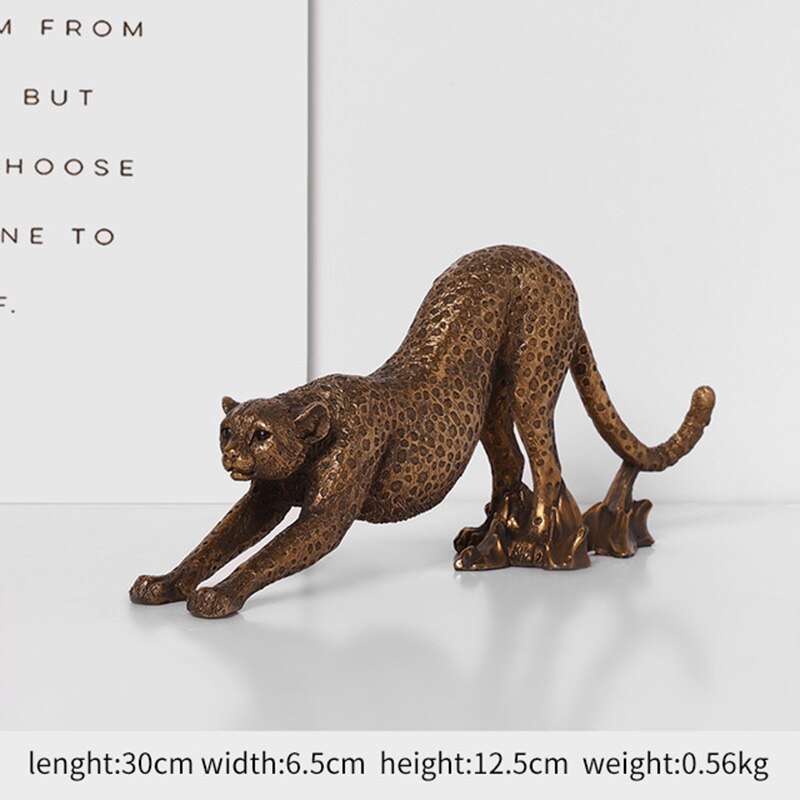 Harpiks gylden leopard gepard simulation dyr dekorative ornamenter moderne boligindretning boligtilbehør skulptur: 3