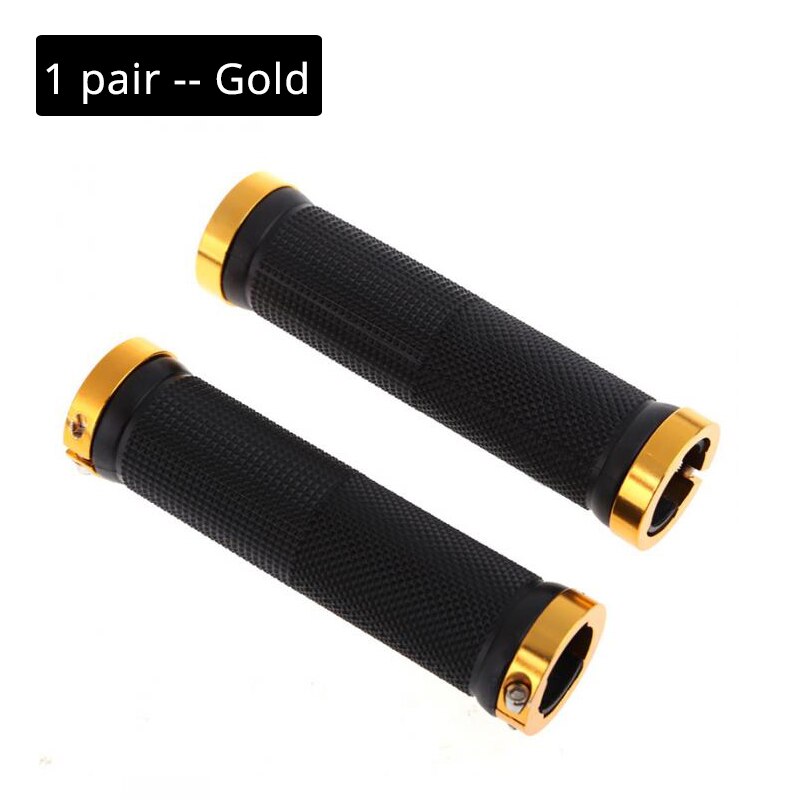 Empuñaduras de bicicleta de aleación de aluminio antideslizantes de goma MTB, empuñaduras de manillar de bicicleta BMX, empuñadura de bicicleta de montaña, manillares, piezas de ciclismo: 1 pair Gold