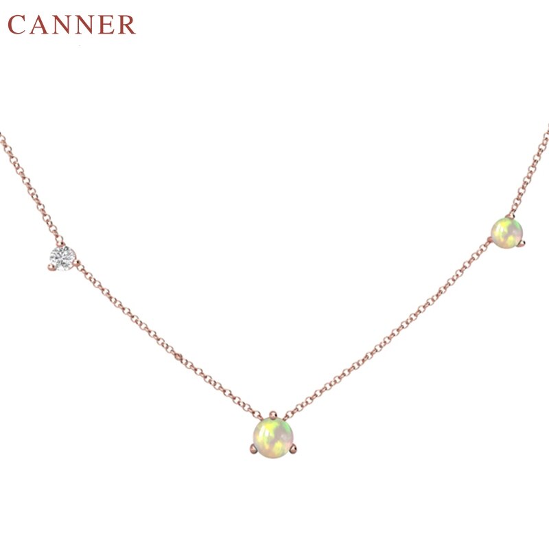 Rose Gold Chain Choker Necklace Women Girls Fire Opal Necklace Cubic Zirconia Necklaces Jewelry Birthday ketting C40