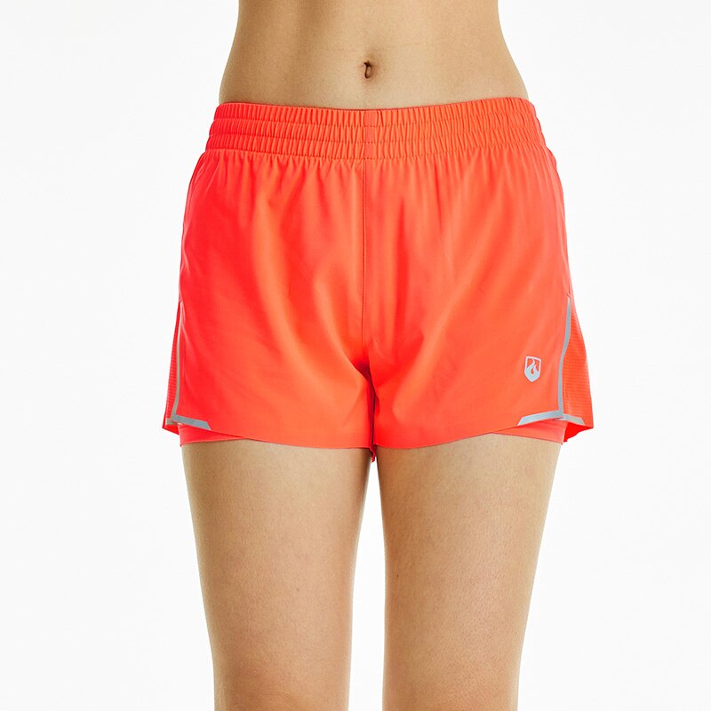 Short de Sport 2 en 1 pour femmes, séchage rapide, pour Marathon, Gym, Jogging, Crossfit, avec cordon de taille, été: Rouge / S