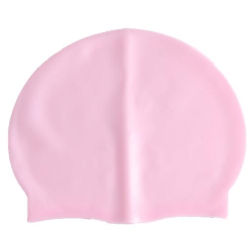Silicone Waterproof Swimming Caps Protect Ears Long Hair Sports Swim Pool Hat Swimming Cap Adults Men Women Pure Color hat: Pink