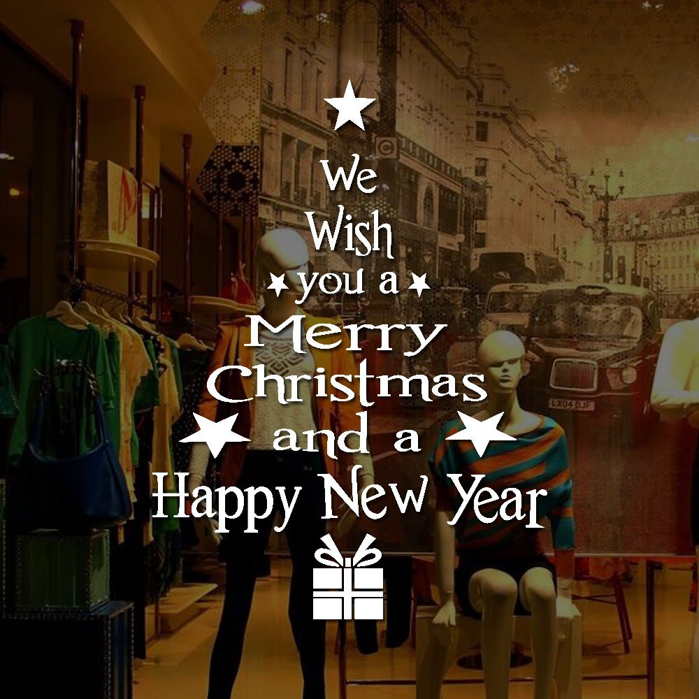 Merry Christmas Window Wall Stickers Posters Decals Waterproof Blessing Happy Year Christmas Tree Letters Xmas