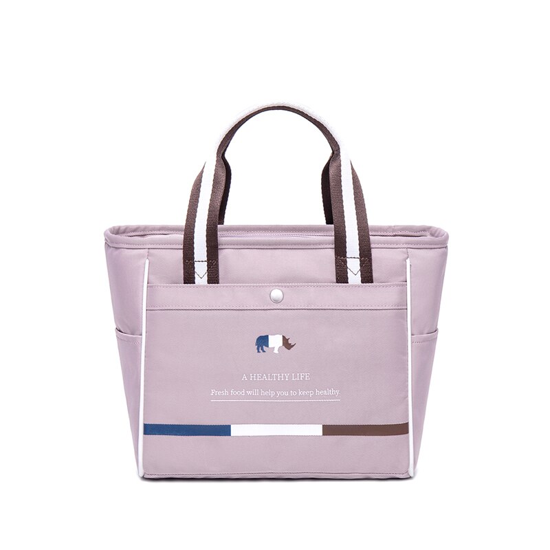 2021Unisex Insulated Lunch Bag With Heat Insulation Thermal Bag Food Door Tote Oxford Travel Picnic Bag For Office: Horizontal-Purple