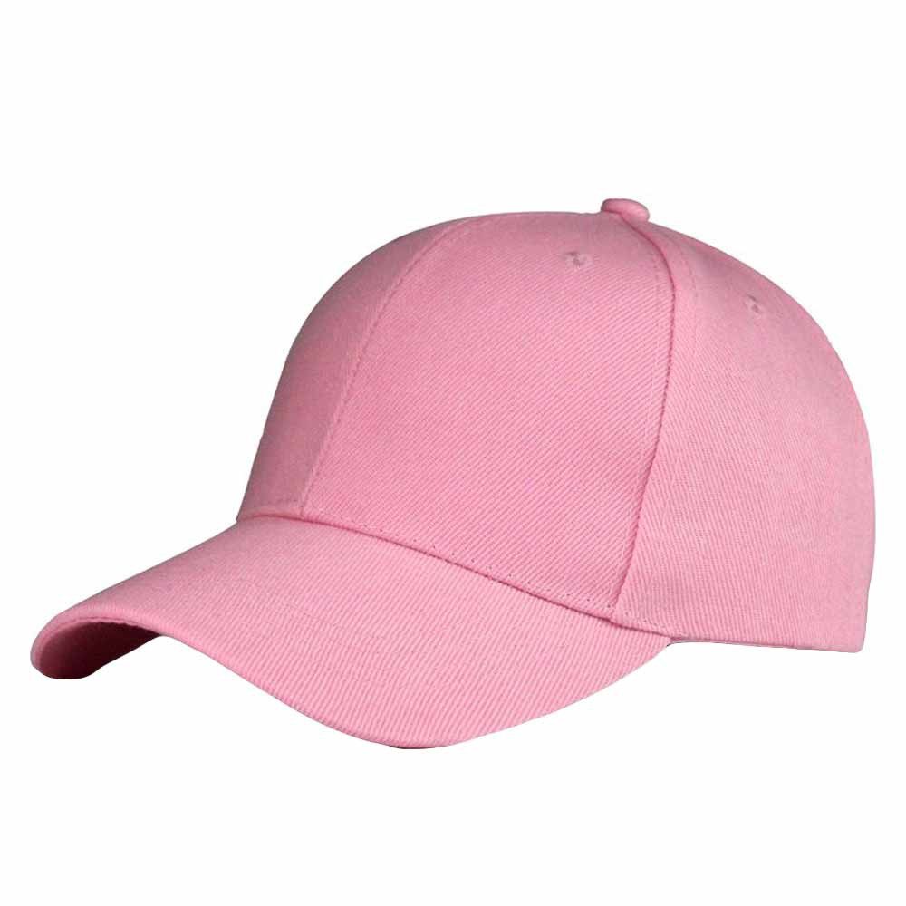 Unisex baseballkasket solid snapback hat hip-hop justerbar casquette homme sort pink hvid: Lyserød