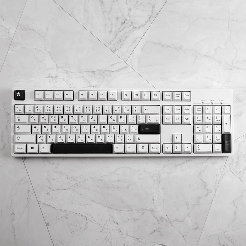 129 Keys black and White Japanese Keycaps Cherry Profile PBT Dye Sublimation Mechanical Keyboard Keycap For MX Switch 61/64/68