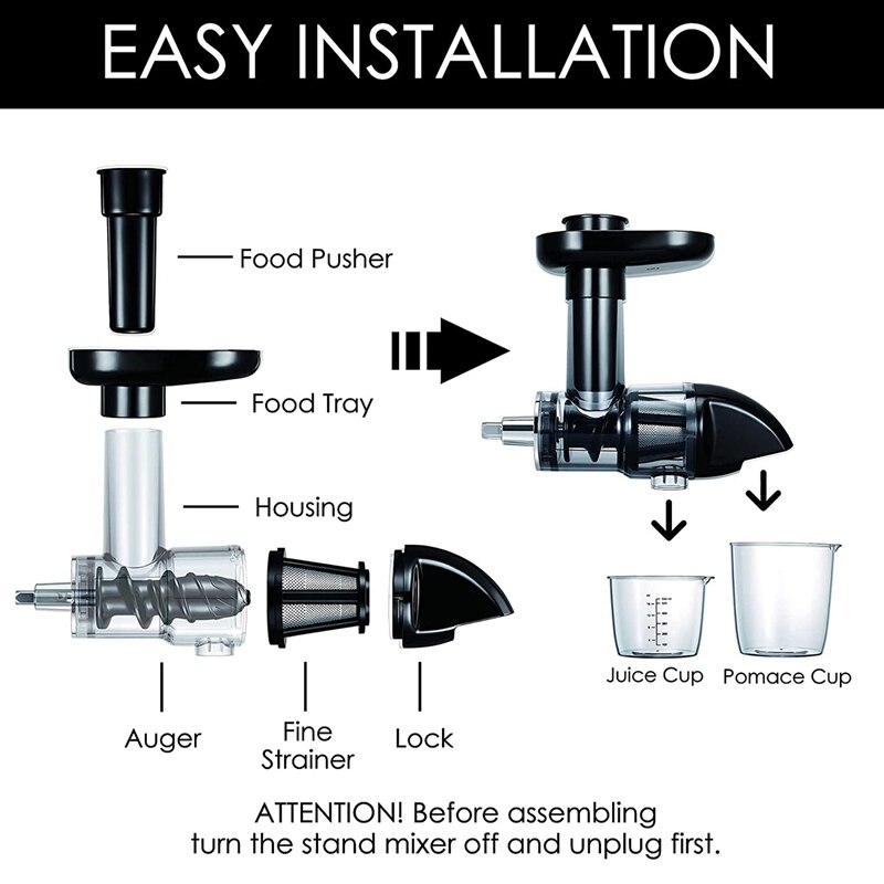 Kitchenaid – fixation de presse-agrumes à pression à froid, pour mélangeurs à tête inclinée de 3.5/4.5/5 pintes, fixation de presse-agrumes lent