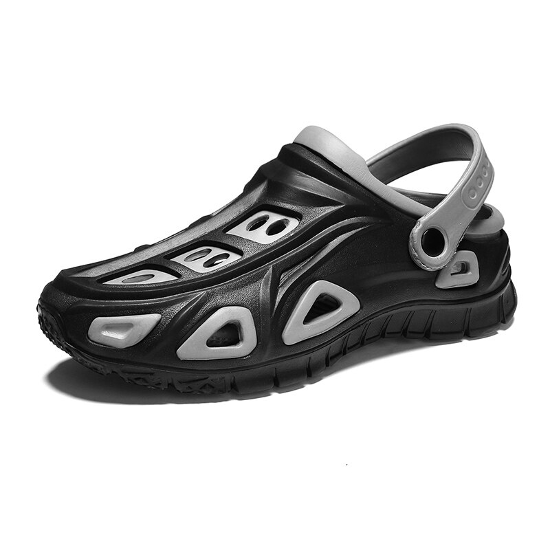 Summer Sandals Men Shoes Beach Sandals Clogs for Men Platform Male EVA Jelly Shoes Sandalia Masculina: BLACK GRAY / 9.5