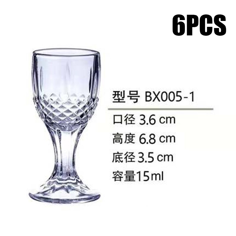 6 st genomskinligt snapsglas kopp glas hög sprit vitvin glas kopp fest dricka tjock botten kopp hushåll: 15 ml 0051