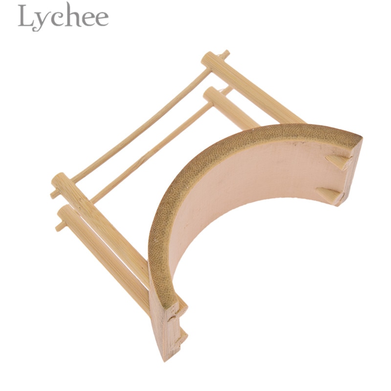 Lychee Zen Garden Bamboo Bridge Mini Arch Bridge Crafts Figurines Miniatures Home Decoration