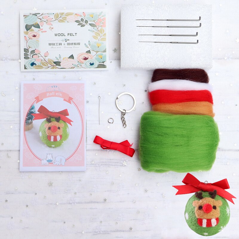 1Set Felt DIY Package Felt Craft For Handmade Christmas Hangings Santa Tree Snowman Elk For Cell Accessories Felt Material Set: A