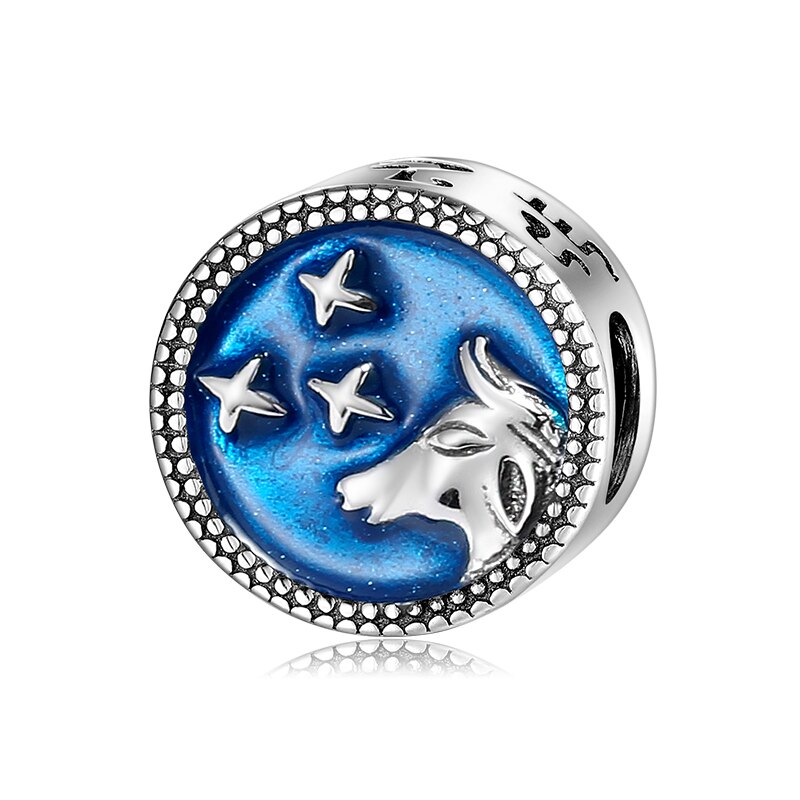 100% reale 925 Sterling Silver Zodiacale Toro Virgo Branelli di Fascino 12 Costellazione Fit Originale JIUHAO del Braccialetto del braccialetto Gioielli FAI DA TE: Taurus