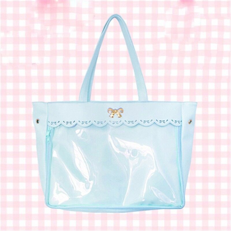 Femmes Transparent clair sacs à main Lolita dentelle Bow sac à bandoulière sac Cosplay offre spéciale couleur unie décontracté tout-Match: Blue