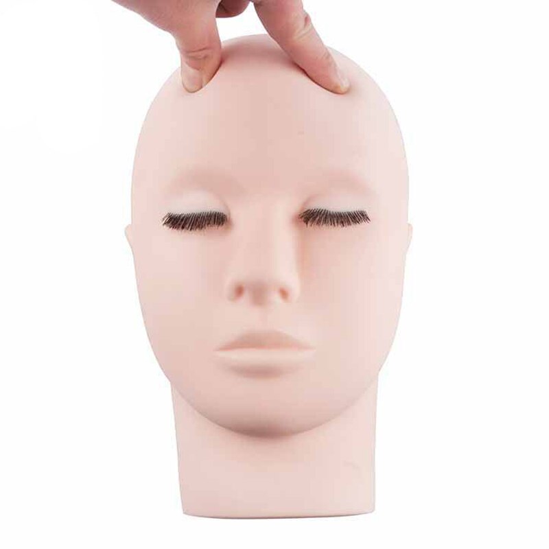 Cabeza de maniquí para pestañas, cabeza de muñeca para formación con extensión de pestaña Real, maniquí de entrenamiento, cosmetología, cabeza plana