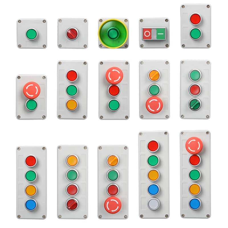 Arrow symbol indicates start and stop self-reset Momentary Waterproof button box switch emergency stop industrial control box